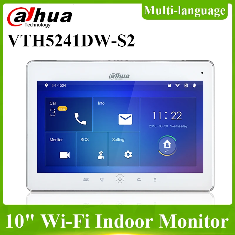 

Dahua Video Intercoms VTH5241DW-S2 WiFi Indoor Monitor 10" TFT Touch Screen for IPC surveillance Micro SD card optional max 32GB