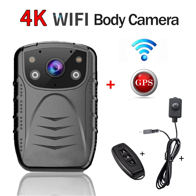 

4K 2160P 1440P 1296P 1080P mini Police Body Camera HD WIFI AP GPS Night Vision Wearable Cam Remote Control External camera