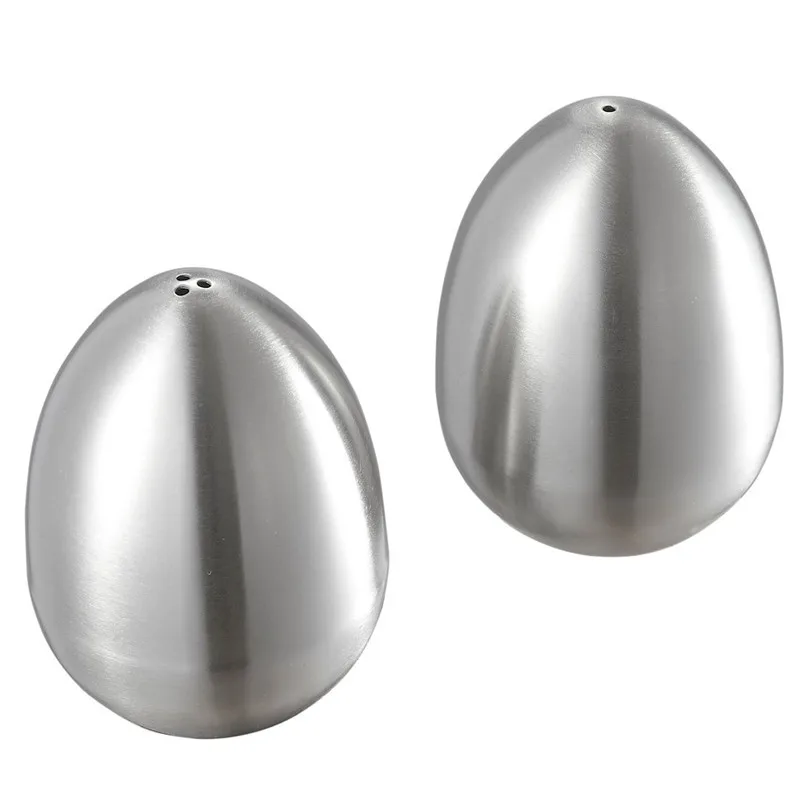 

2 Pieces Stainless Steel Pepper Shaker Egg Shaped Salt Set Kitchen Tool