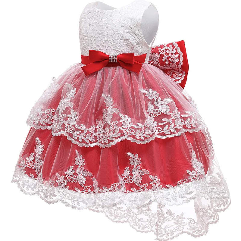 

Baby Girls Christmas Dress Infant Lace Big Bow Christening Gown Kids Princess Dress Children's Birthday Wedding Party Dress