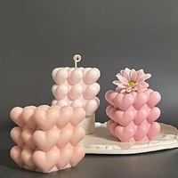 creative heart shape candle silicone mold 3d scented handmade ice soap hockey mould forms plaster home decoration