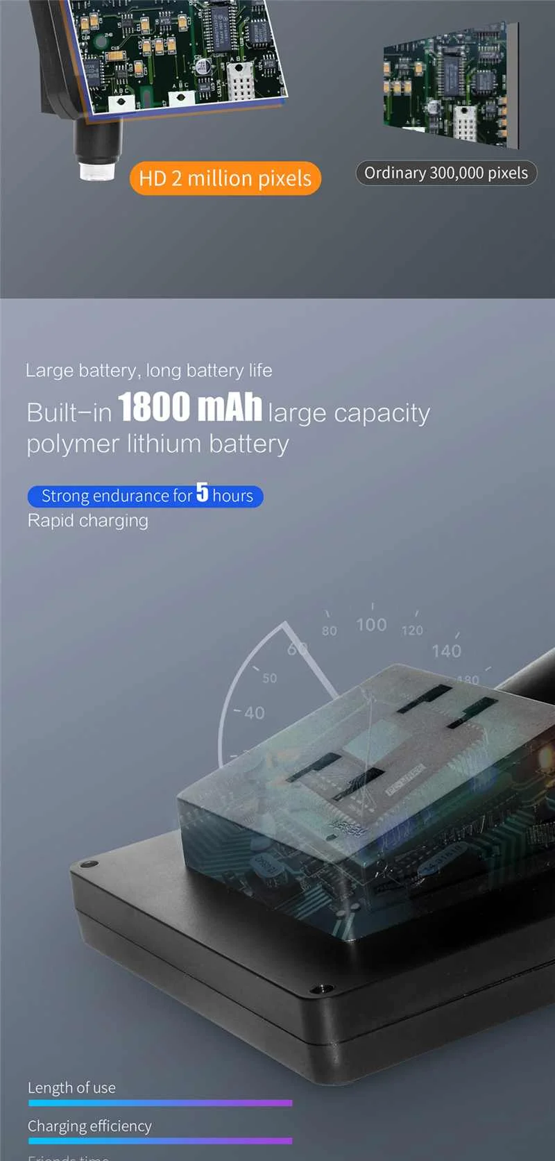 MUSTOOL G610 wifi 2MP 4,3 дюймовый микроскоп с ЖК-дисплеем поддержка системы IOS Android Встроенная перезаряжаемая батарея и 8 регулируемых светодиодов