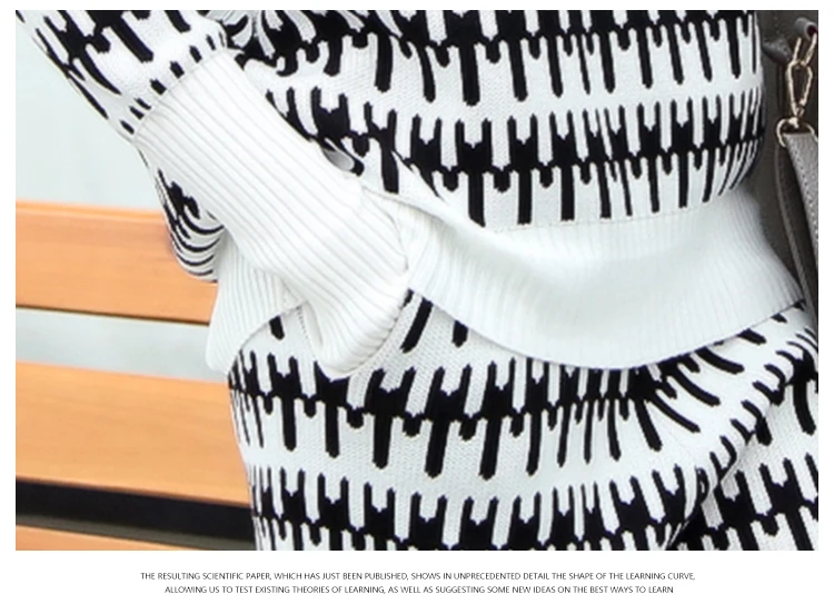 Knitted Women Black White Colors Tracksuits Suits 2020 Autumn Winter Runway Turtleneck Sweaters Tops + Short Pants 2 Pieces Sets | Женская