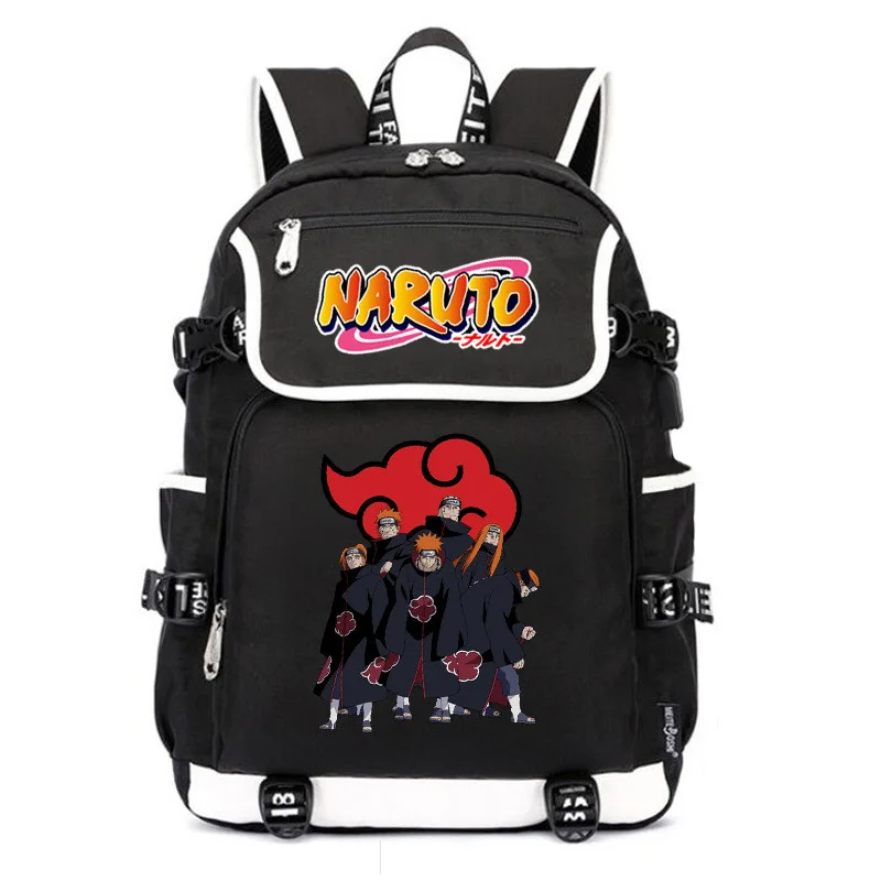 Наруто школьные сумки аниме Bookbag Uchiha Sasuke косплей женский рюкзак Usb зарядка Рюкзак для ноутбука Оксфорд большой дорожный рюкзак
