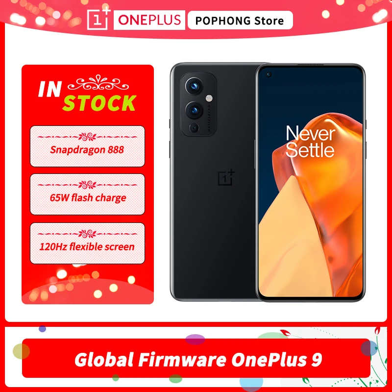 Global Rom OnePlus 9 5G Smartphone Snapdragon 888 Android 11 6.55'' 4500 mAh 120Hz Fluid AMOLED NFC Mobile Phone