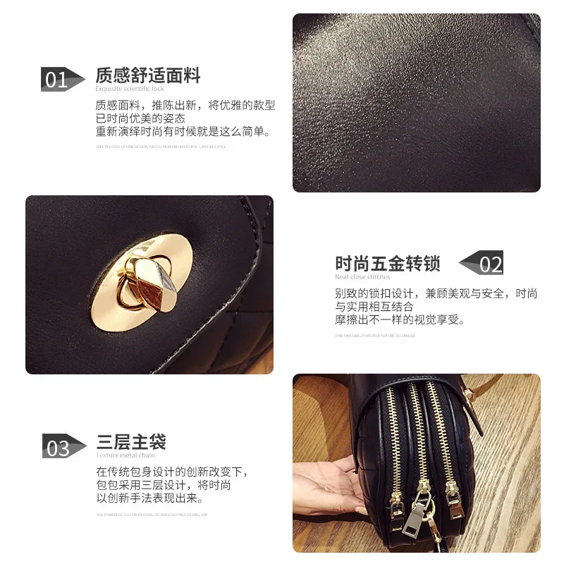 

Women's Messenger Bag Circular Mobile Phone Bag Women Crossbody Bags Diamond Lattice Women Leather Shoulder Bag Purse