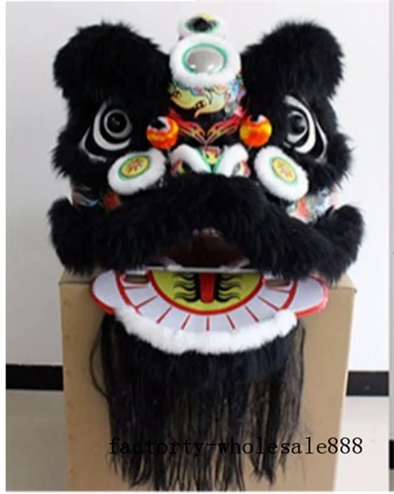 Роскошные Лев маскарадный костюм черный шерсть Южная Львы в китайском народном