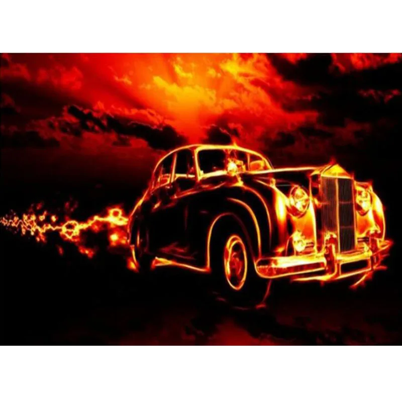 Камни в форме ромба рукоделие &quotсделай сам&quot алмазов картина пожарной машиной