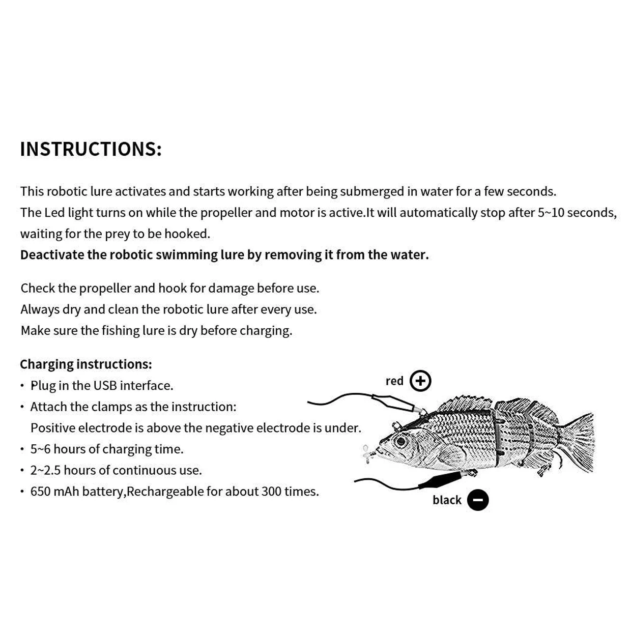 

Robotic Swimming Lures Fishing Auto Electric Lure Bait Wobblers for 4-Segement Swimbait USB Rechargeable Flashing LED light