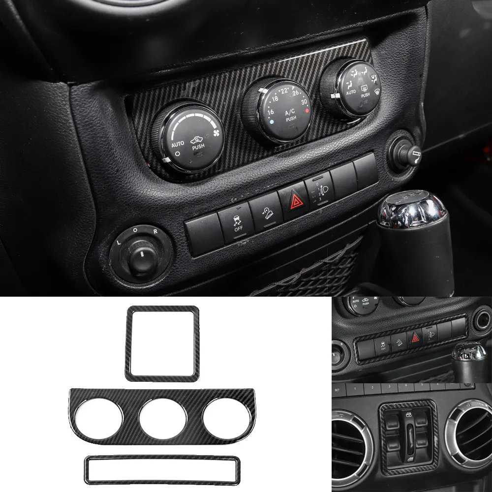 

Carbon Fiber ABS Window Lift Air Condition Emergency Light Switch Decoration Cover for Jeep Wrangler JK 2011-2017 Accessories