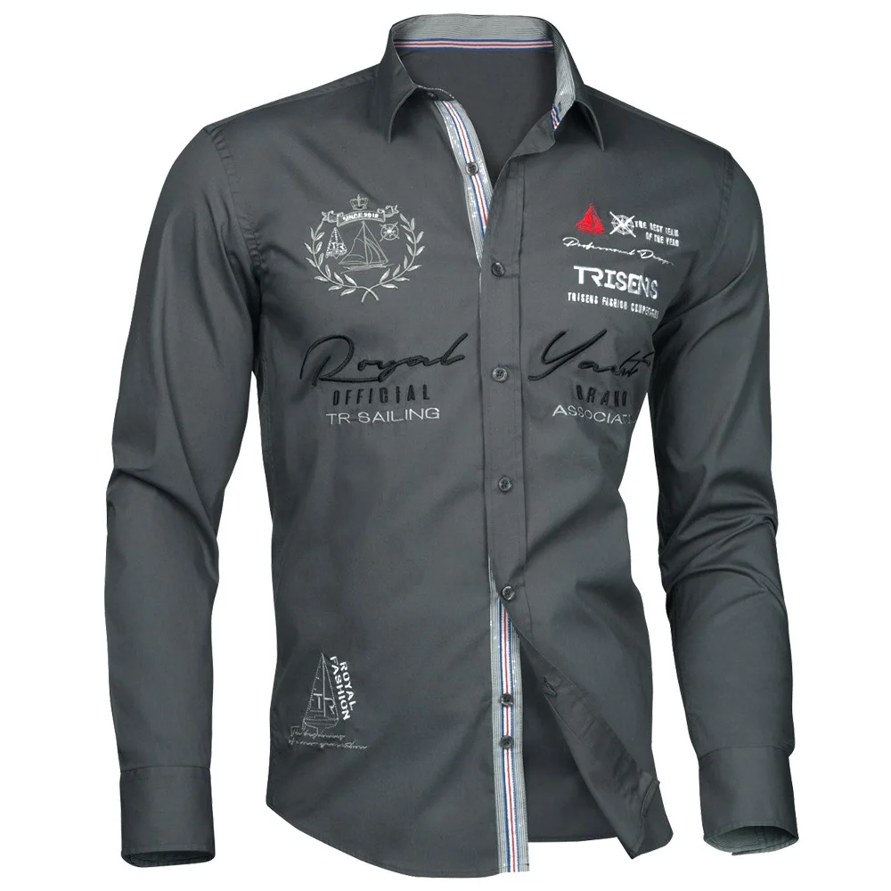 Мужская джинсовая рубашка с длинным рукавом ZOGAA повседневная классическая