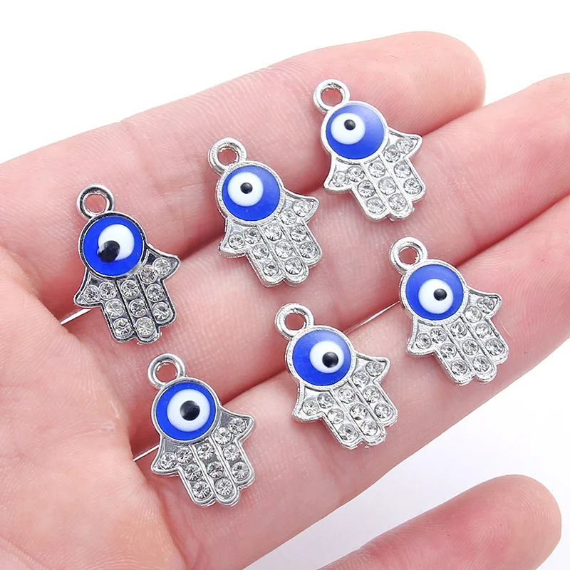 

20x14mm Antique Crystal Charms Hand Eye Making Pendant 10pcs Fit Vintage Tibetan Silver DIY Handmade Jewelry Gifts
