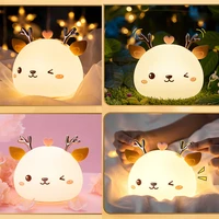 colorful cute deer led night light silicone touch sensor rechargeable lamps bedroom desktop home decor ornaments for children