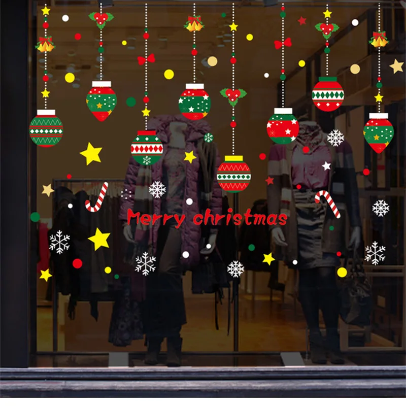 2021 Рождество настенные наклейки на окно стекло стену панно с Санта-Клаусом