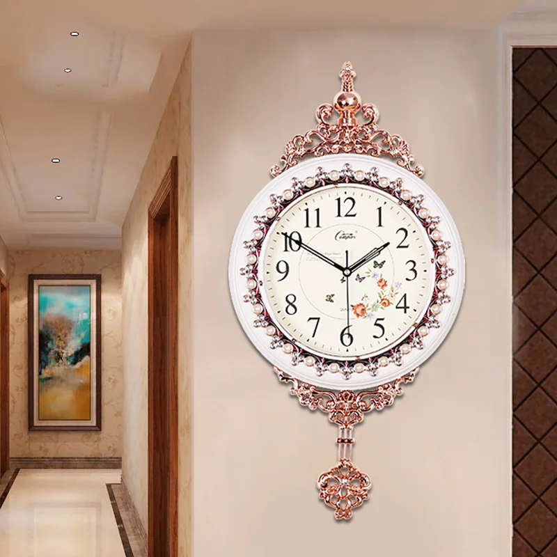 

European Style Wall Clock Swing Clock Creative Mute Living Room Home Clock Fashion Bedroom Wall Watch Quartz Clock Wall Clock