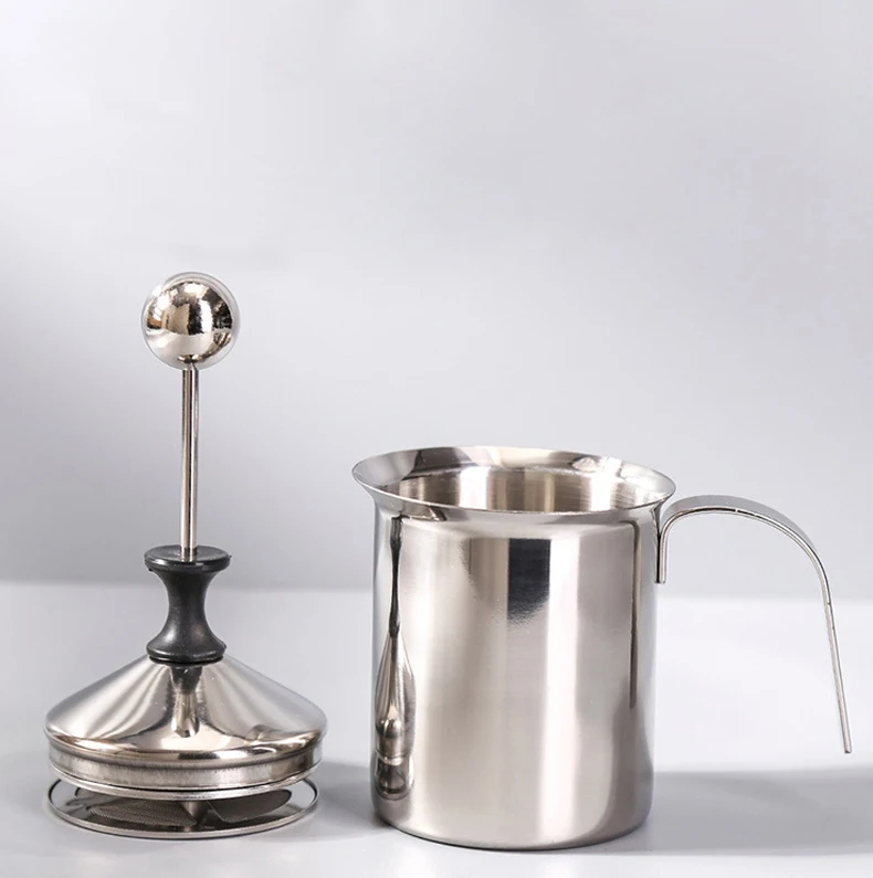 Новый 400 мл Нержавеющая сталь молока вспениватель с двойной сетчатый молочный