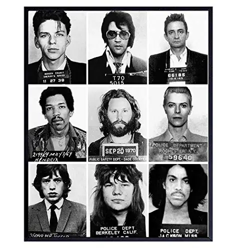 

Wall Decor Metal Famous Musicians Mugshot Photo - 8 X12Inchs Gift for Johnny Cash, Jimi Hendrix, Prince David Bowie Wall Plaque