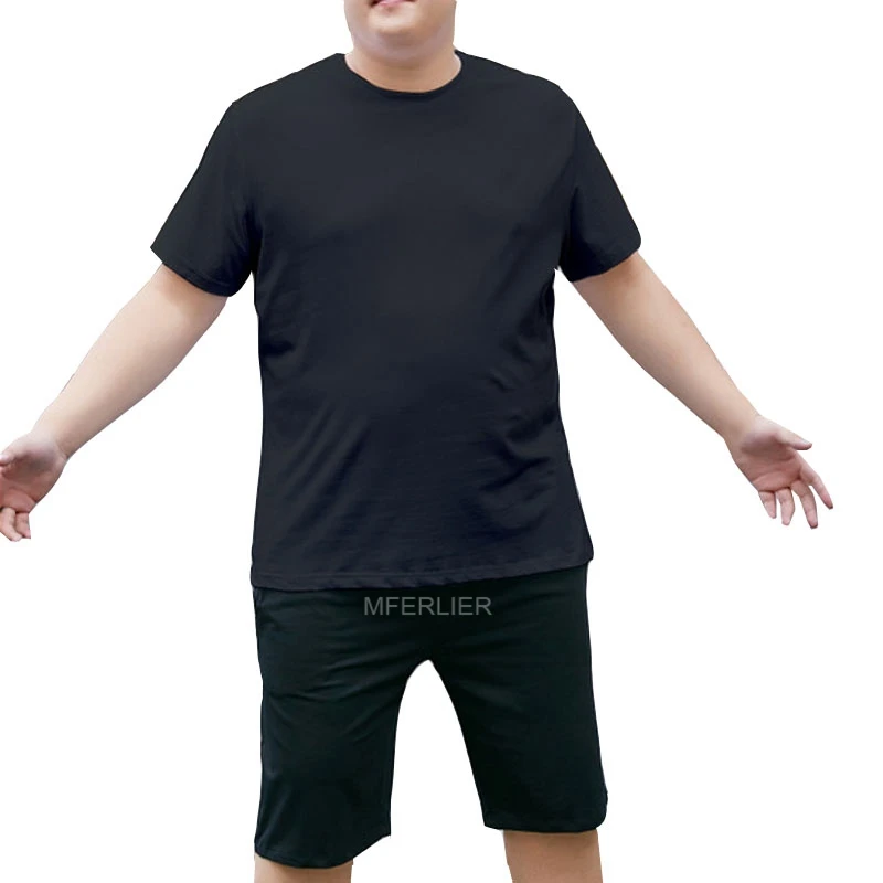 

Summer men tshirt 5XL 6XL 7XL Bust 146cm plus size men t shirt with shorts cotton 2 colors
