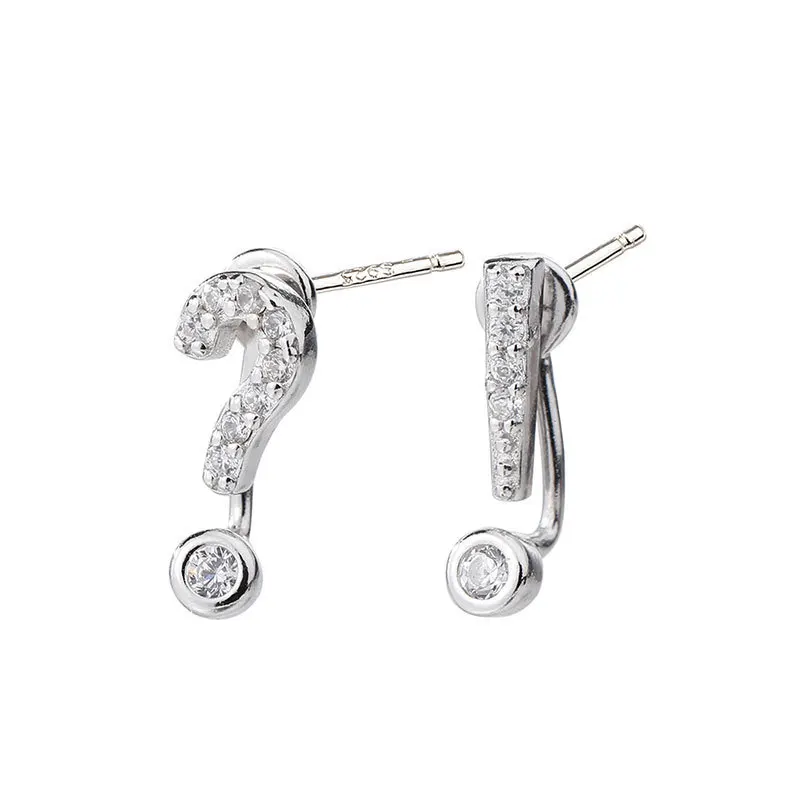

Todorova 925 Sterling Silver Dazzling Clear CZ Semicolon and Question Mark Stud Earrings For Women Wedding Party Fine Jewelry