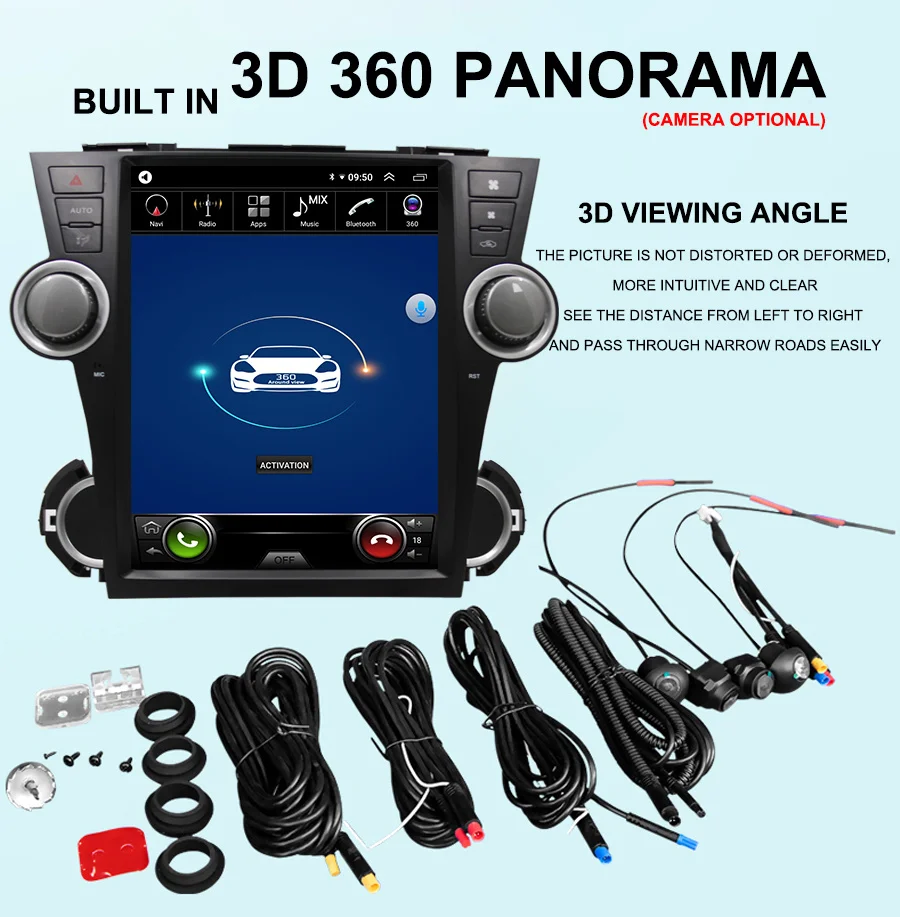 12 дюймовый магнитофон Android для Toyota Highlander 2008 2010 2013 большой экран GPS Мультимедиа Carplay