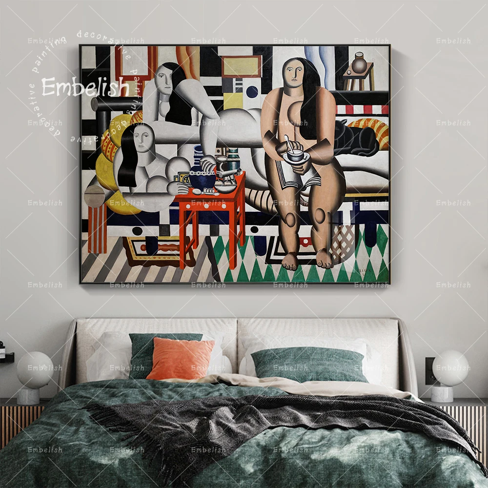 

Embelish 1 Pieces Fernand Leger Three women Classical Abstract Pictures For Living Room HD Canvas Oil Painting Home Decor Poster