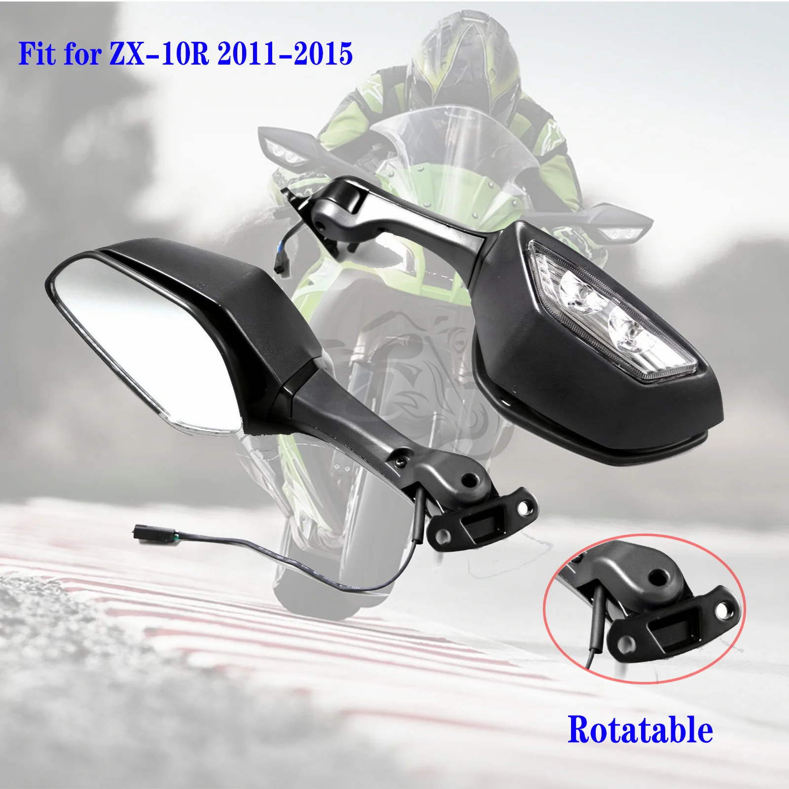 

Вращающееся складное зеркало заднего вида для мотоцикла, подходит для Kawasaki Ninja ZX10R ZX-10R ZX 10R 2011 2012 2013 2014 светодиодный сигнал поворота