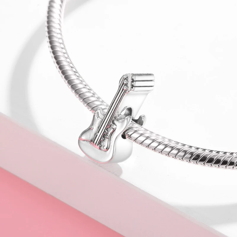 rock stil schädel elektrische gitarre beth mikrofon 925 sterling silber charms diy fit original europäischen charme armband machen free glob