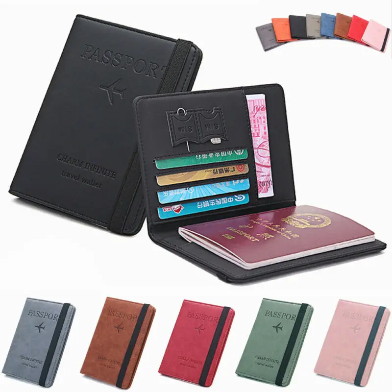 

Slim PU Leather Travel Passport Wallet Holder RFID Blocking ID Card Case Cover 2020 New Fashion Wallets