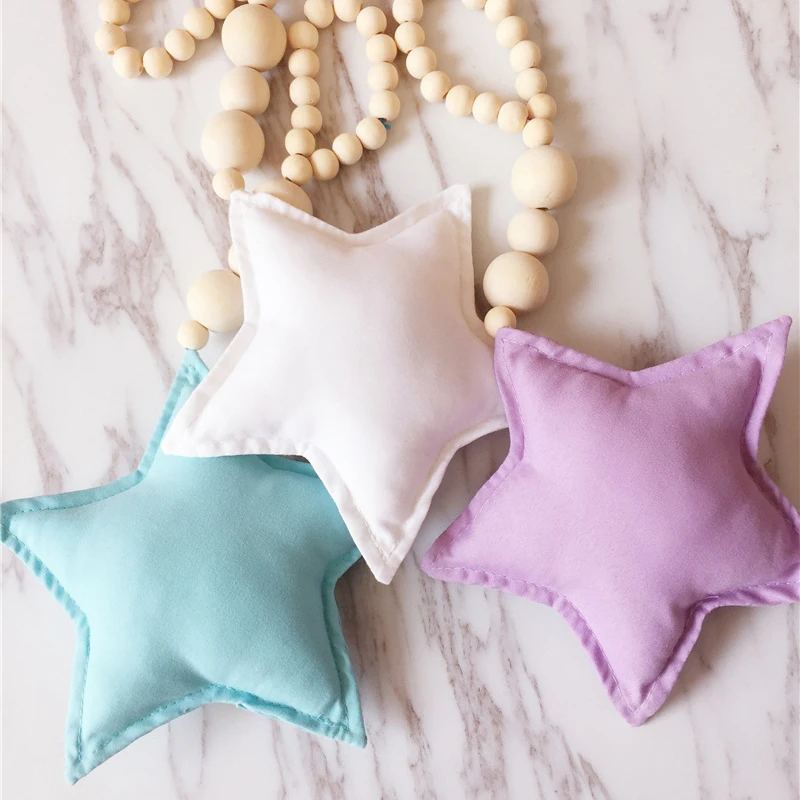Colgante con dise&ntilde;o de estrella de estilo n&oacute;rdico, decoraci&oacute;n artesanal, adorno para el hogar, cuentas de madera, accesorio de fotograf&iacute;a colgante, juguete para beb&eacute;-1