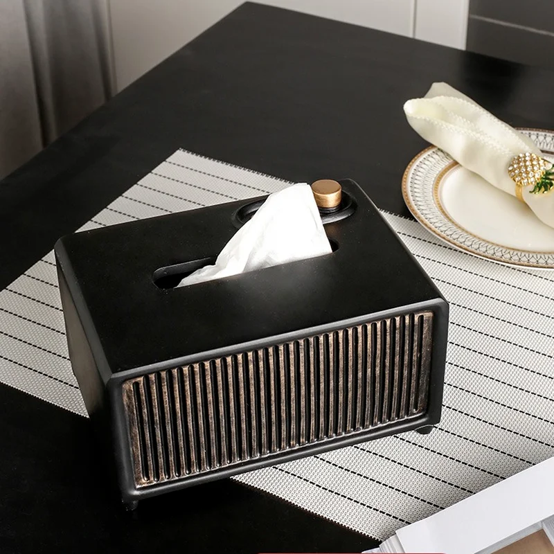 

Creative Retro Tissue Boxes Luxury Dining Table Storage Box Art Cover Living Room Caja Almacenamiento Room Storage EB5ZJH