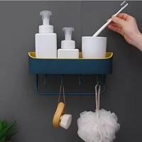 adhesive bathroom shelf organizer with hook wall mounted shampoo spices shower storage rack holder bathroom accessories