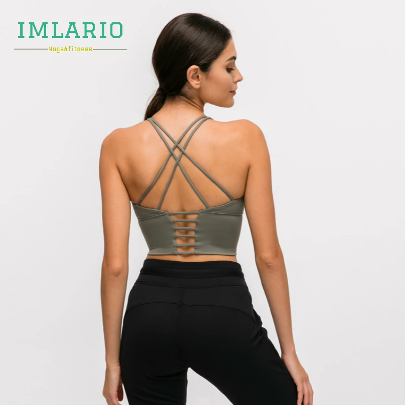 Imlario сплошной цвет Фитнес Танк мягкий спортивный бюстгалтер ударопрочный