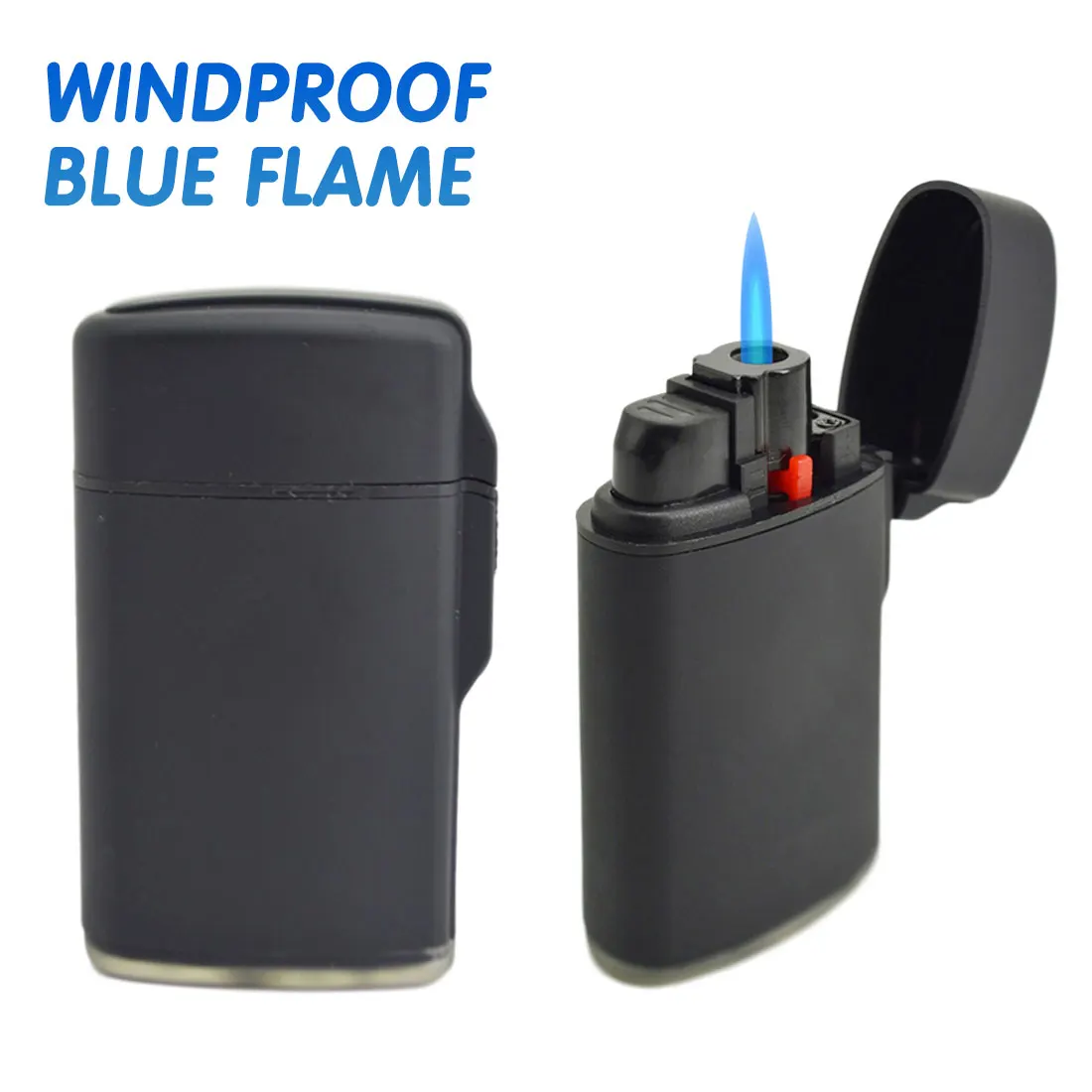 

Portable Windproof Lighter Refillable Butane Gas Lighter Blue Flame Mini Cigarette Lighter