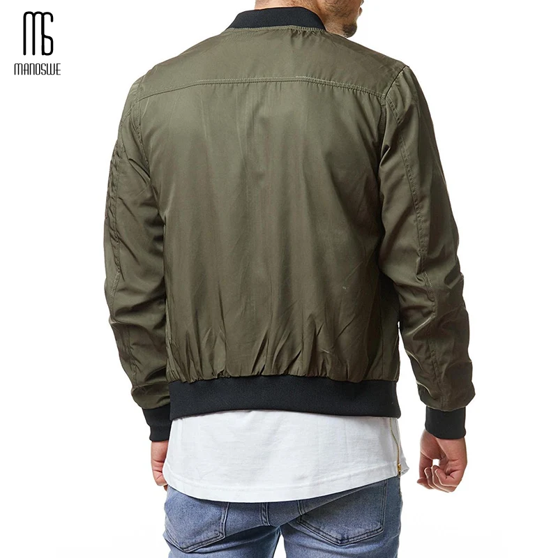 Manoswe мужская куртка-бомбер на молнии-ветровка 2020 базовые куртки с длинным рукавом