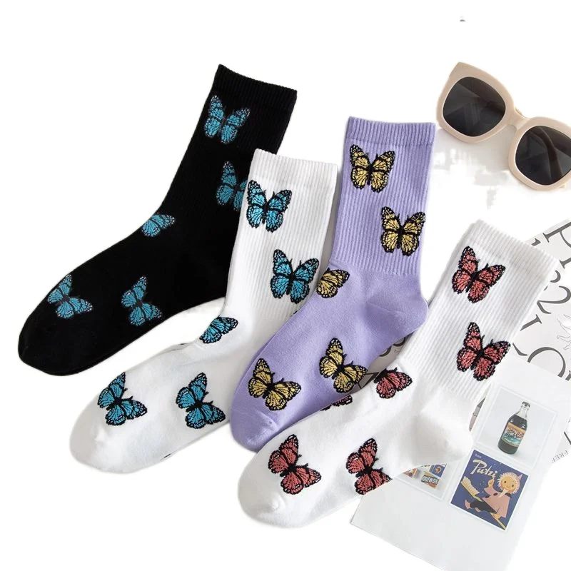 Женские носки в Корейском стиле Харадзюку милые хлопковые японские с мультяшным