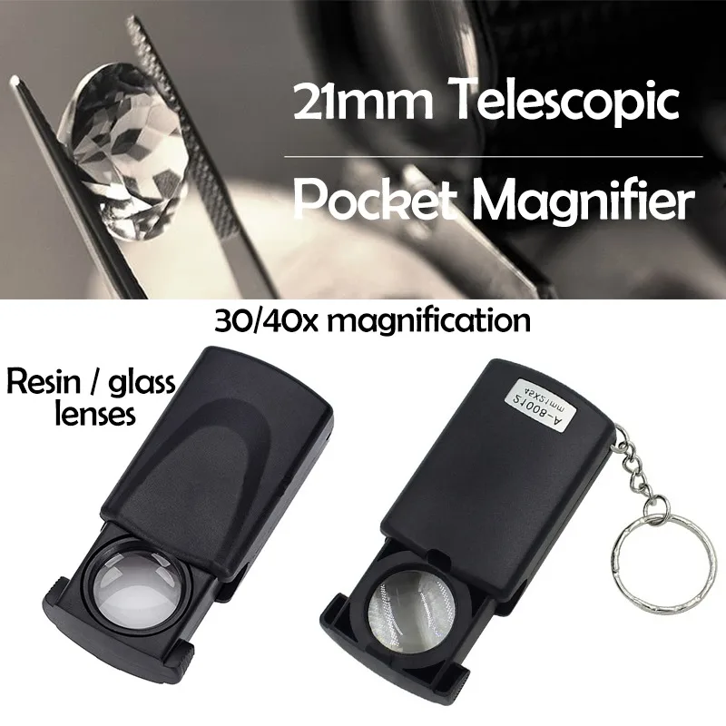 

30X Folding Portable Magnifier Glass With LED Light for Jewelry Watch Retractable Antique Magnifying Glass Repair Tool