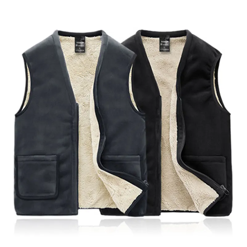 

2021 New Men's Waistcoat Vest Sleeveless Jackets Vest Coat Padded Overcoat Full Zip Up Fleece Lined Winter Warm Gilet Men