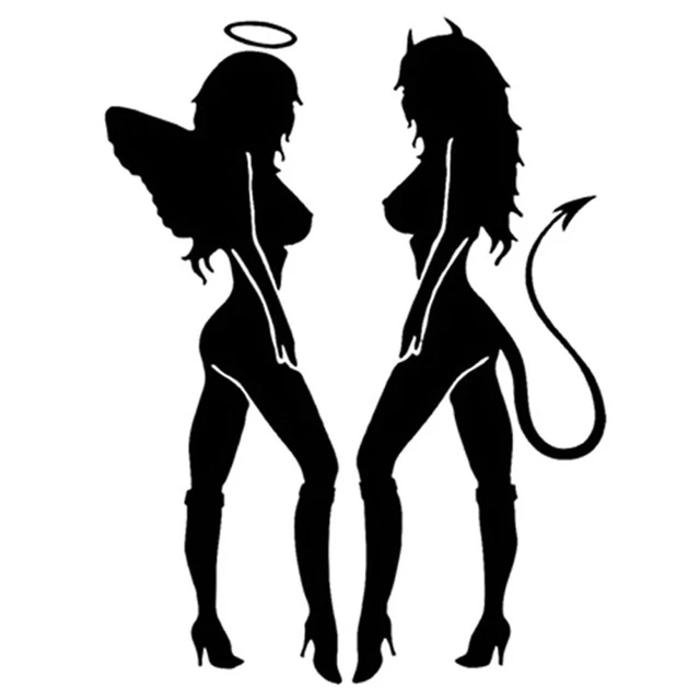 

Car Sticker Angel Devil Sexy Girl Fun Personality Sticker PVC Paper Car Fun 3D Decals Motorcycle Sticker Car Modeling 10.5*14cm