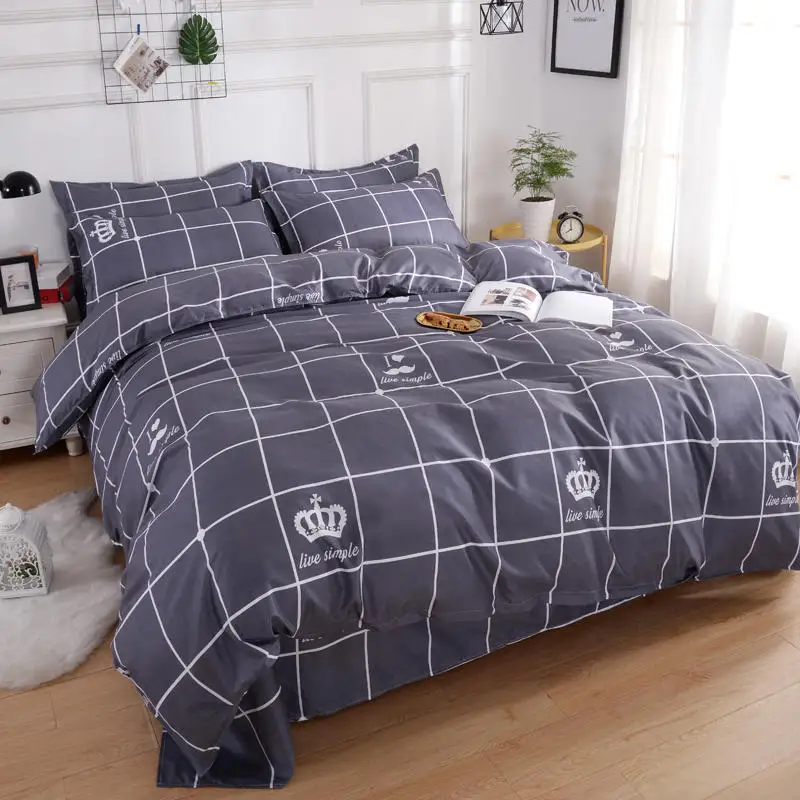 Red And Black Stripe Printed Bedding Sets Soft Duvet Cover Single/Twin/Queen/King Size Bedclothes 3pcs | Дом и сад