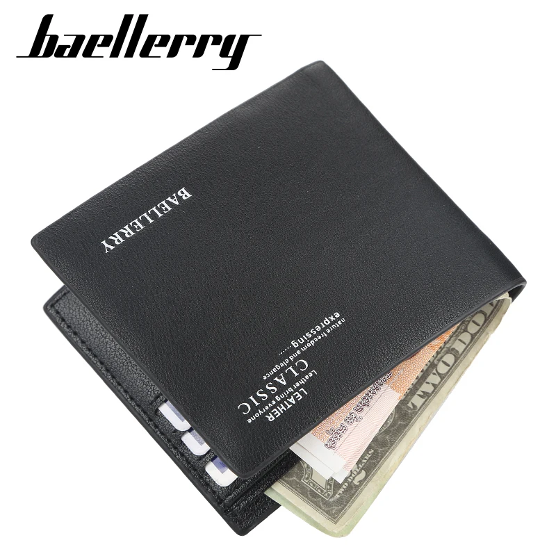 Модный корейский черный мужской кошелек Baellerry 2020 двойные маленькие кошельки и