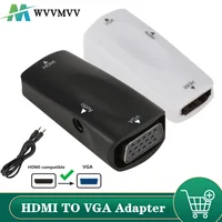 Адаптер Mini HDMI-совместимый с женским и женским разъемами VGA, преобразователь 1080P FHD аудио-видео HD2VGA для ПК, ноутбука, проектора HDTV, компьютера