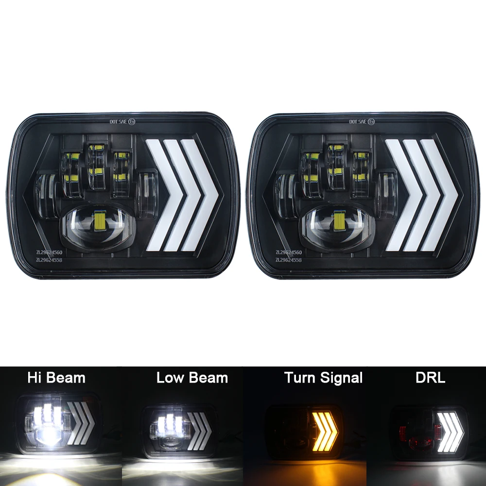 

55W Square 7x6 5x7 inch LED Headlights for Jeep Wrangler YJ Cherokee XJ Toyota GMC Trucks H6054 H5054 headlight