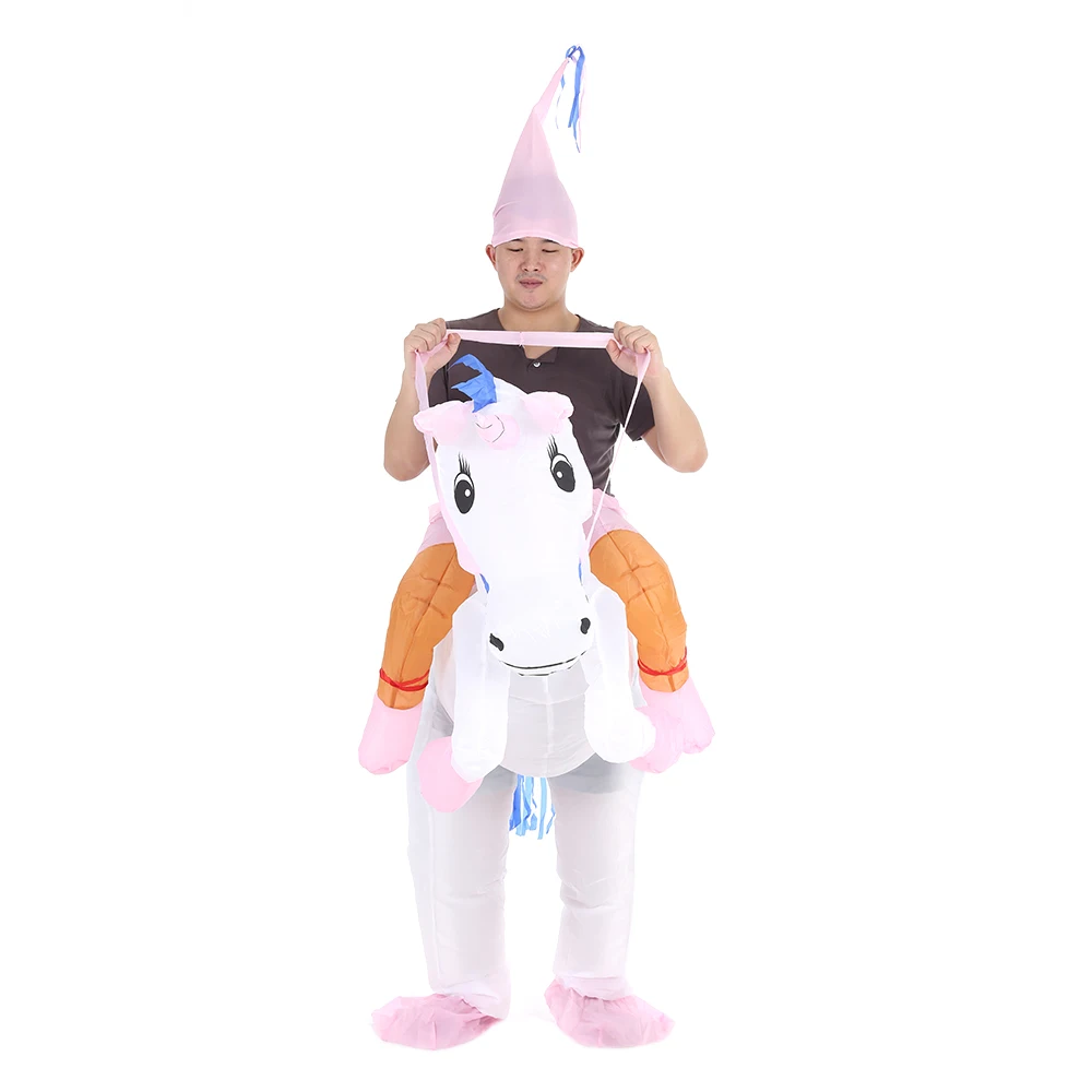 

New 2 Size Inflatable Costume Suit Blow Up Fancy Dress Party Halloween Inflatable Pegasus Outfit Jumpsuit for Kit and Adult