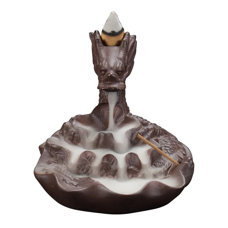 Курильница из фиолетовой глины с обратным потоком креативный домашний декор