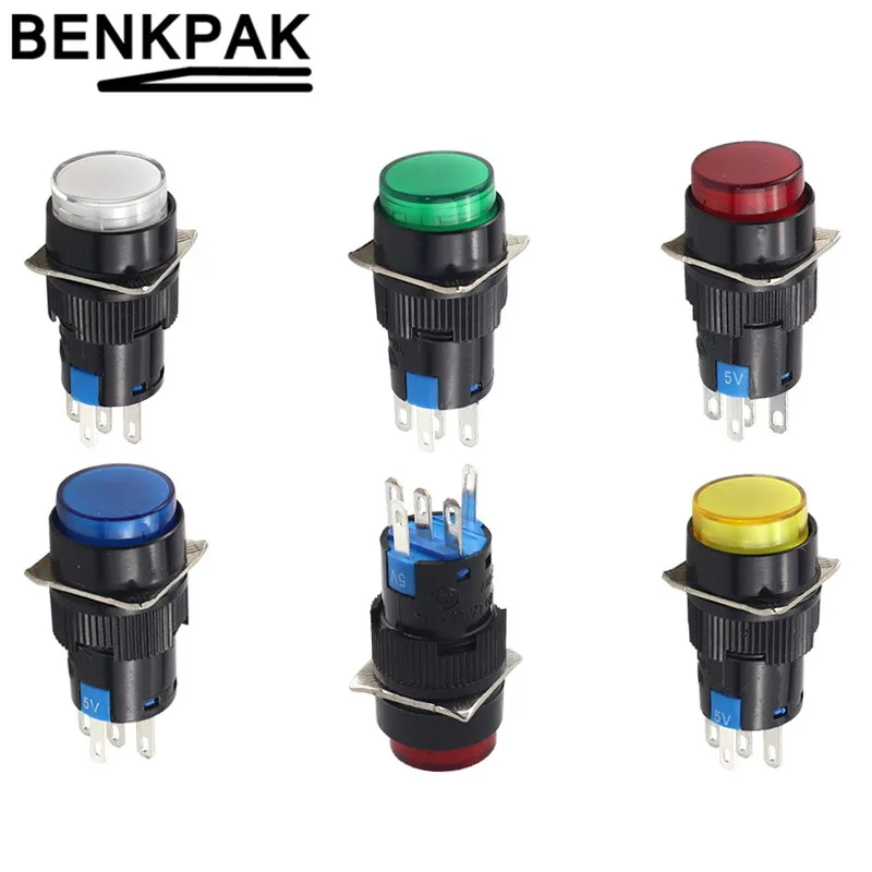 Светодиодный кнопочный выключатель 16 мм 5 В 12 24 220 В|switch lamp|lamp switchpush button lamp switch |