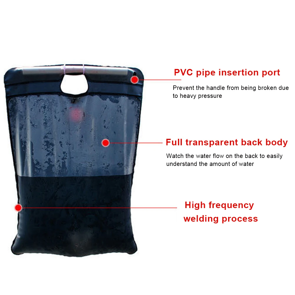 

20L Portable Solar Heating Water Bag Energy Bath Outdoor Camping Picnic Hiking Storage Bag