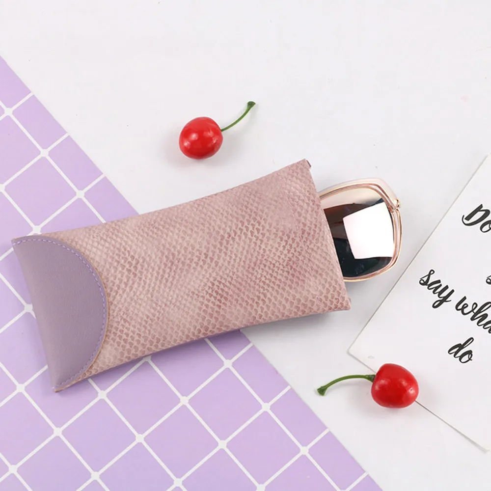 

PU Leather Snake Print Sunglasses Bag Solid Color Unisex Fashion Personality Glasses Pouch Eyewear Storage Case