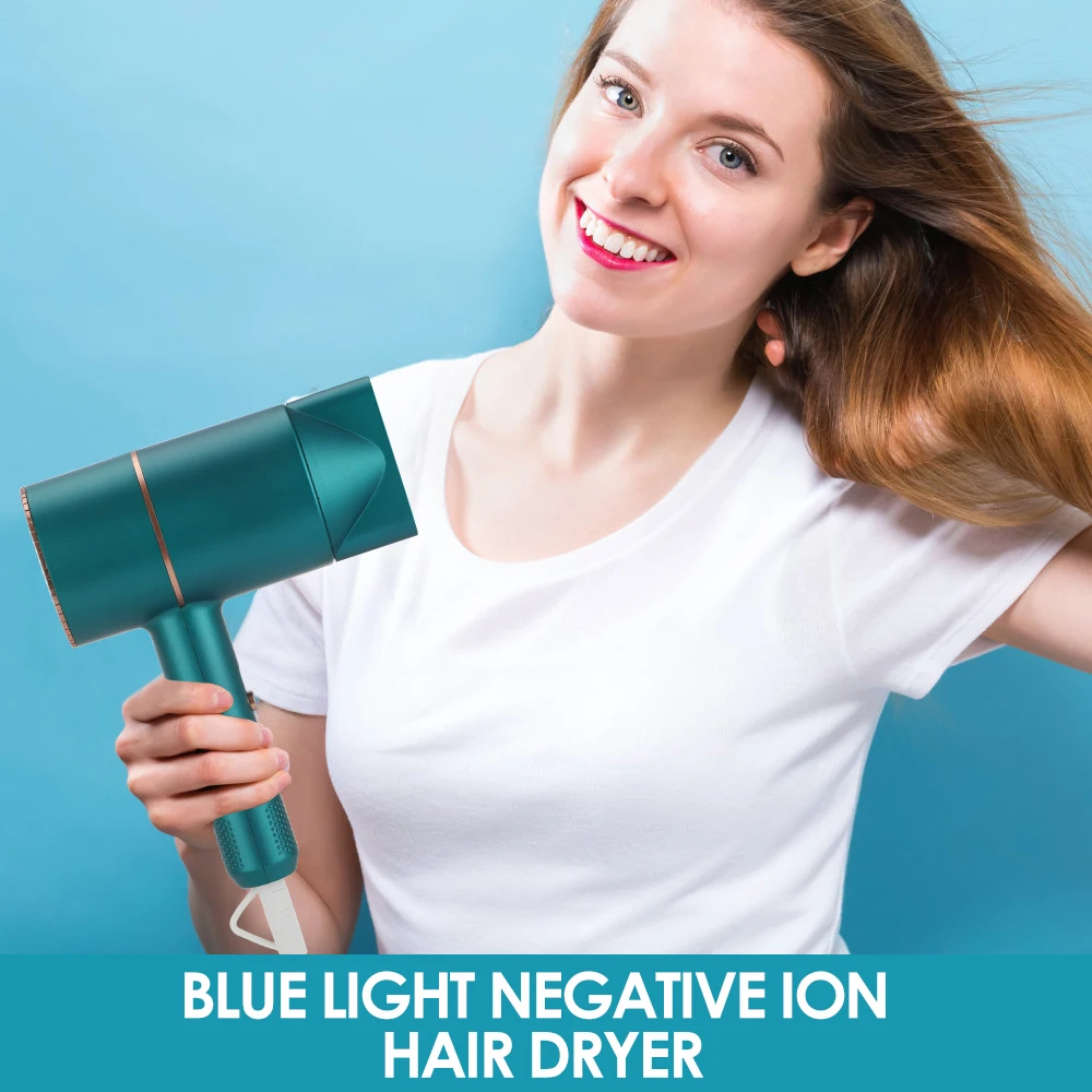 

Professional Hair Dryer Cold Hot 800W Blue Light Negative Ion Care Hair Dryers Anti-static Salon Styling Tools Home Appliances