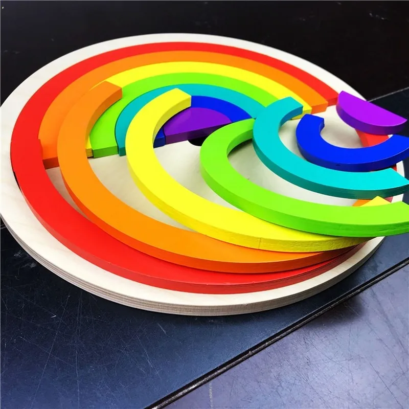 

30cm Wooden Colorful Arch Bridge Building Puzzle Toys Parent-child Interaction DIY Educational Toys for Kid Birthday Gift