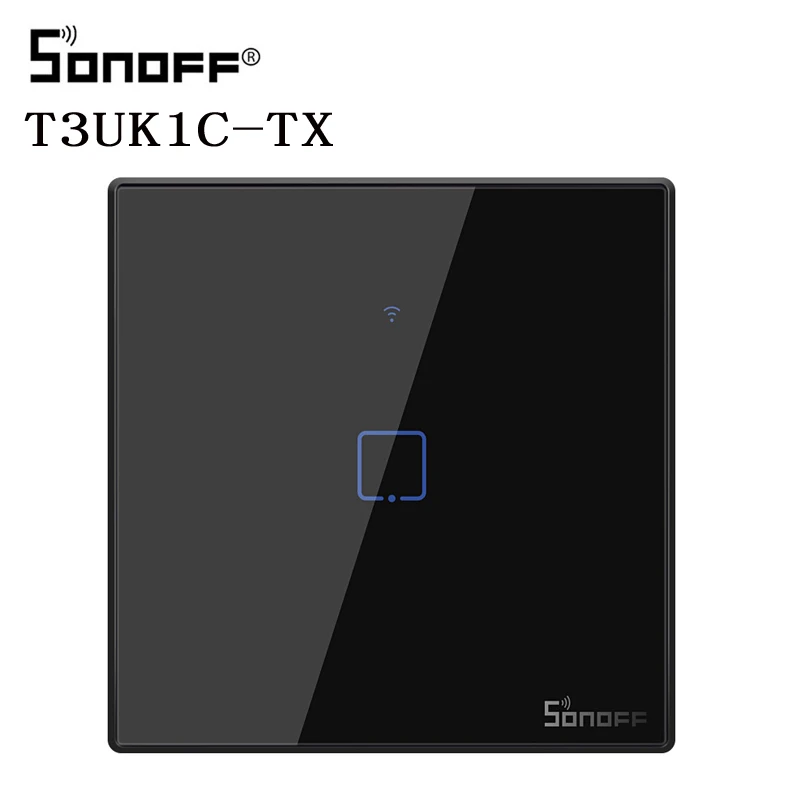 Интеллектуальный выключатель света SONOFF T2/T3 EU/UK TX 1/2/3 Gang Смарт Wi-Fi Сенсорный настенный выключатель света Умный дом 433 RF/Голосовое управление/приложение Управление - Цвет: T3 UK 1C